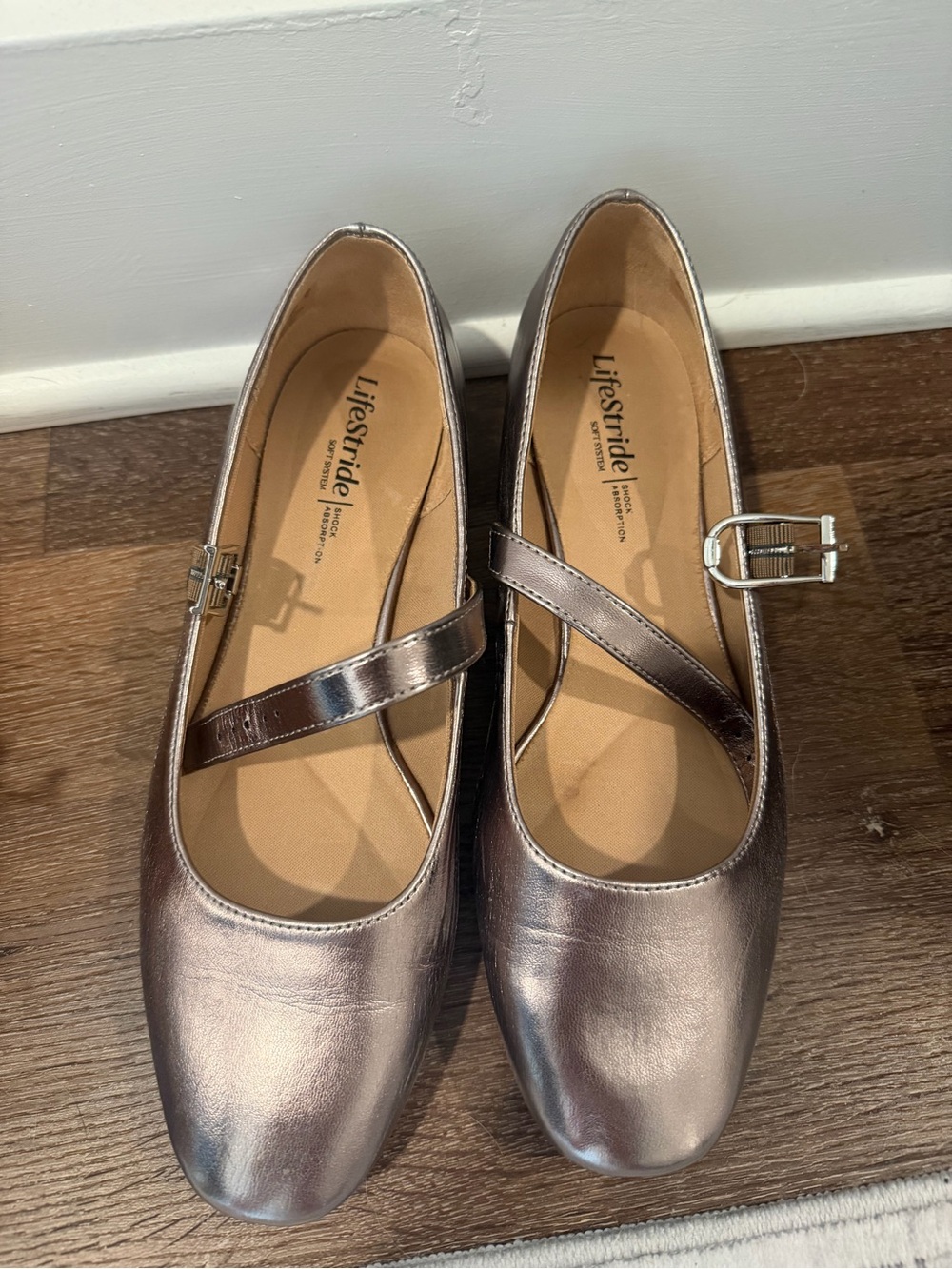 Life Stride Metallic Rose Gold Mary Jane Flats